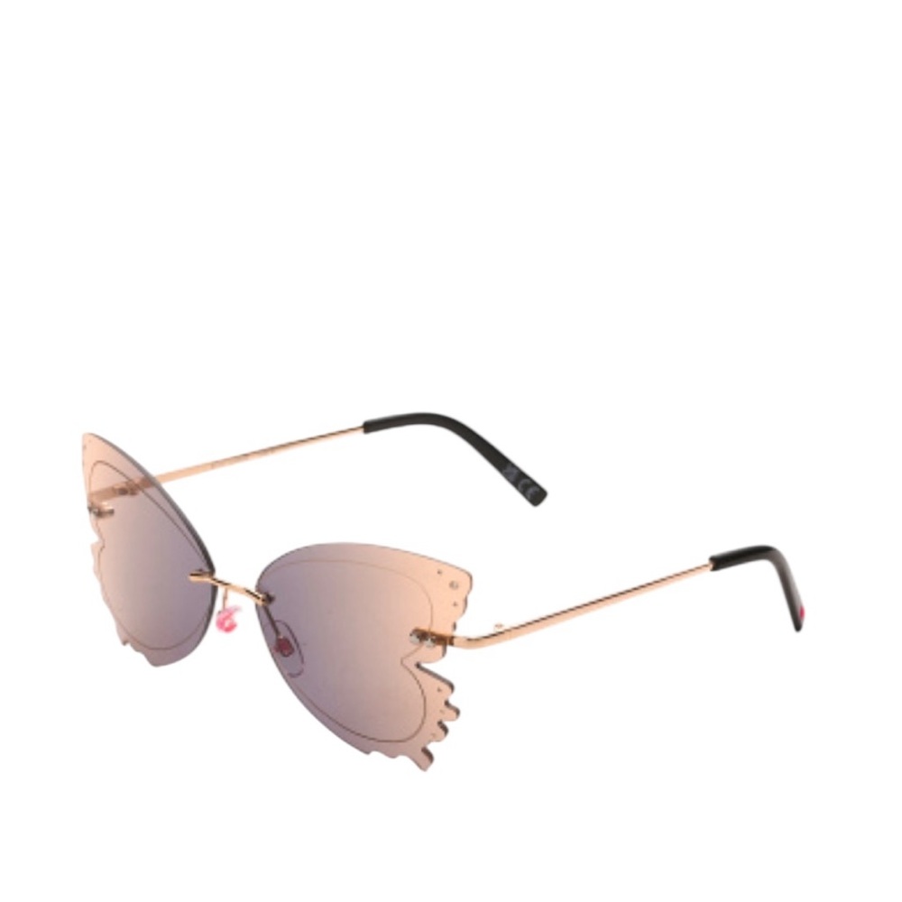Betsey Johnson Butterfly Rimless Jewel Detail Sunglasses Gold